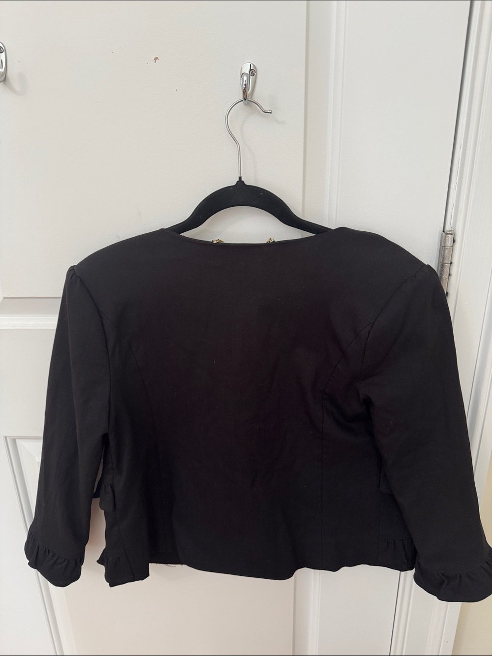 Black Ruffle Cropped Jacket - Picture 3 of 3